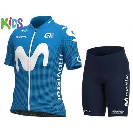 Fahrradbekleidung Radtrikot Kurzarm + Radhose Kurze 2021 Movistar Team Kinder N001